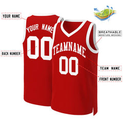 Custom Red White Classic Tops Basketball Jersey