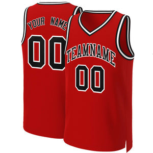 Custom Red Black-White Classic Tops Basketball Jersey