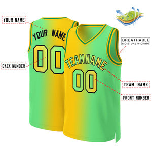 Custom Yellow Neon Green-Black Gradient Fashion Tops Basketball Jersey