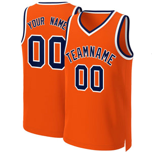 Custom Orange Navy-White Classic Tops Basketball Jersey