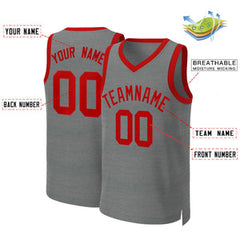 Custom Dark Gray Red Classic Tops Basketball Jersey