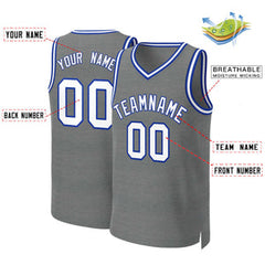 Custom Dark Gray White-Royal Classic Tops Basketball Jersey