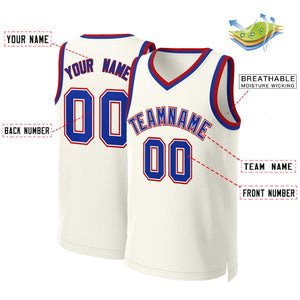 Custom Khaki Royal-White Classic Tops Basketball Jersey