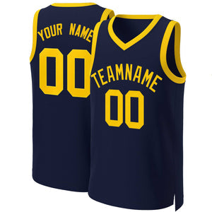 Custom Navy Yellow Classic Tops Basketball Jersey