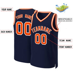 Custom Navy Orange-White Classic Tops Basketball Jersey