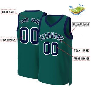 Custom Aqua Navy-White Classic Tops Basketball Jersey