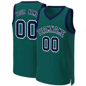 Custom Aqua Navy-White Classic Tops Basketball Jersey