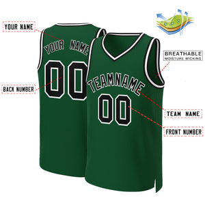 Custom Green Black-White Classic Tops Basketball Jersey
