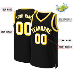 Custom Black White-Yellow Classic Tops Basketball Jersey