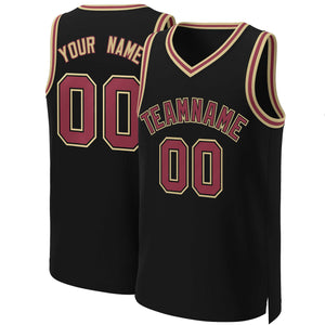 Custom Black Maroon-Black Classic Tops Basketball Jersey