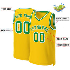 Custom Yellow Kelly Green-White Classic Tops Basketball Jersey