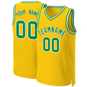 Custom Yellow Kelly Green-White Classic Tops Basketball Jersey