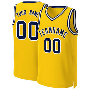 Custom Yellow Navy-White Classic Tops Basketball Jersey