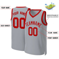 Custom Gray Red Classic Tops Basketball Jersey