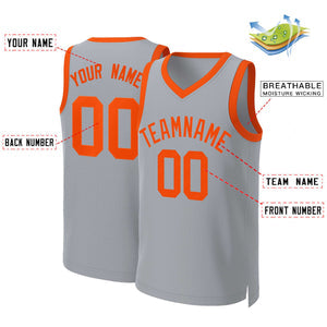 Custom Gray Orange Classic Tops Basketball Jersey
