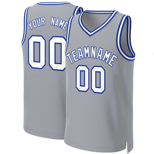 Custom Gray White-Royal Classic Tops Basketball Jersey