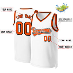 Custom White Orange-White Classic Tops Basketball Jersey