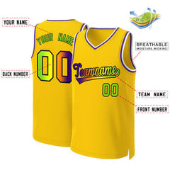 Custom Yellow Purple-Black Classic Gradient Fashion Tops Basketball Jersey
