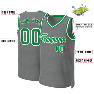 Custom Dark Gray Kelly Green-White Classic Tops Basketball Jersey