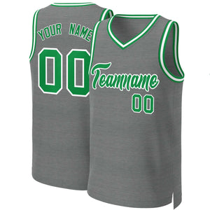 Custom Dark Gray Kelly Green-White Classic Tops Basketball Jersey