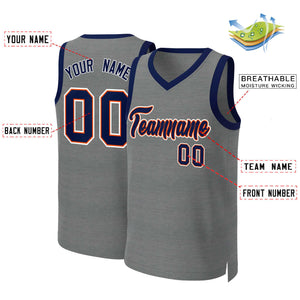 Custom Dark Gray Navy-Orange Classic Tops Basketball Jersey