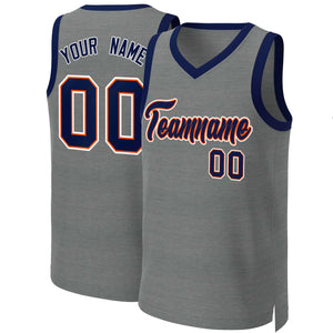 Custom Dark Gray Navy-Orange Classic Tops Basketball Jersey