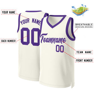 Custom Khaki Purple Classic Tops Basketball Jersey
