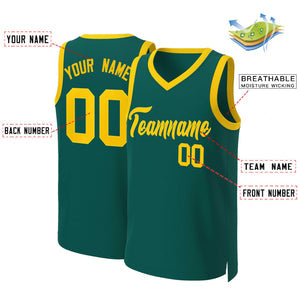 Custom Aqua Yellow Classic Tops Basketball Jersey