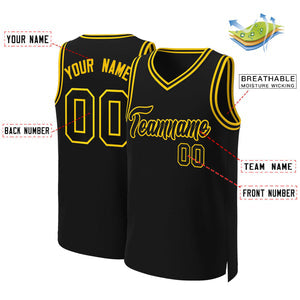 Custom Black Black-Yellow Classic Tops Basketball Jersey