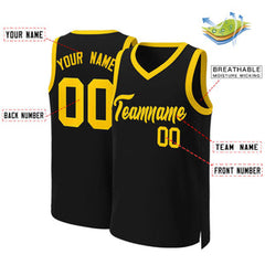 Custom Black Yellow Classic Tops Basketball Jersey