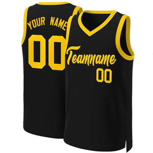 Custom Black Yellow Classic Tops Basketball Jersey