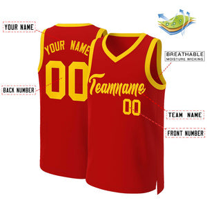 Custom Red Yellow Classic Tops Basketball Jersey