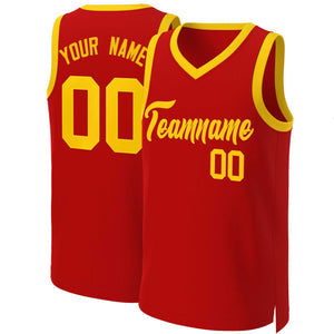Custom Red Yellow Classic Tops Basketball Jersey