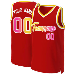 Custom Red Yellow-White Classic Gradient Fashion Tops Basketball Jersey
