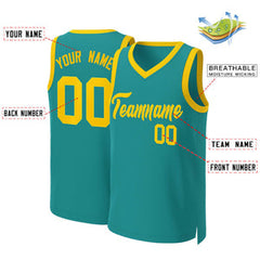 Custom Teal Yellow Classic Tops Basketball Jersey