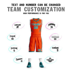 Custom Orange Teal-White Graffiti Pattern Sets Claw Element Basketball Jersey