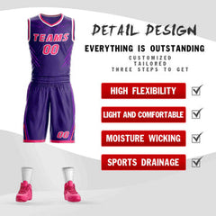 Custom Purple Pink-White Graffiti Pattern Sets Claw Element Basketball Jersey