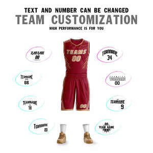 Custom Maroon Old Gold-White Graffiti Pattern Sets Claw Element Basketball Jersey