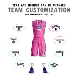 Custom Pink Purple-White Graffiti Pattern Sets Claw Element Basketball Jersey