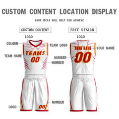 Custom White Gold-Red Graffiti Pattern Sets Claw Element Basketball Jersey