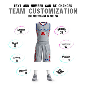 Custom Gray Royal-White Graffiti Pattern Sets Oblique Bar Basketball Jersey