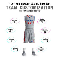 Custom Gray Royal-White Graffiti Pattern Sets Oblique Bar Basketball Jersey