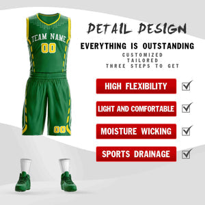 Custom Kelly Green White Graffiti Pattern Sets Oblique Bar Basketball Jersey