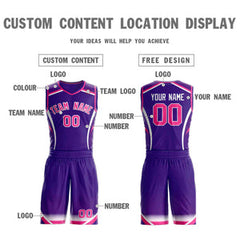 Custom Purple Pink-White Graffiti Pattern Sets Points Element Basketball Jersey