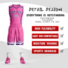 Custom Pink Purple-White Graffiti Pattern Sets Points Element Basketball Jersey