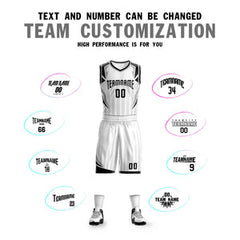 Custom White Black Graffiti Pattern Sets Angular Element Basketball Jersey