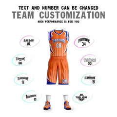 Custom Orange White-Royal Graffiti Pattern Sets Angular Element Basketball Jersey