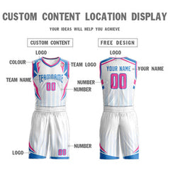 Custom White Powder Blue Graffiti Pattern Sets Angular Element Basketball Jersey