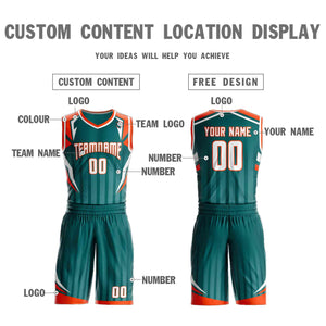 Custom Aqua White-Orange Graffiti Pattern Sets Angular Element Basketball Jersey