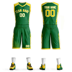 Custom Kelly Green Gold-White Graffiti Pattern Sets Bar Element Basketball Jersey